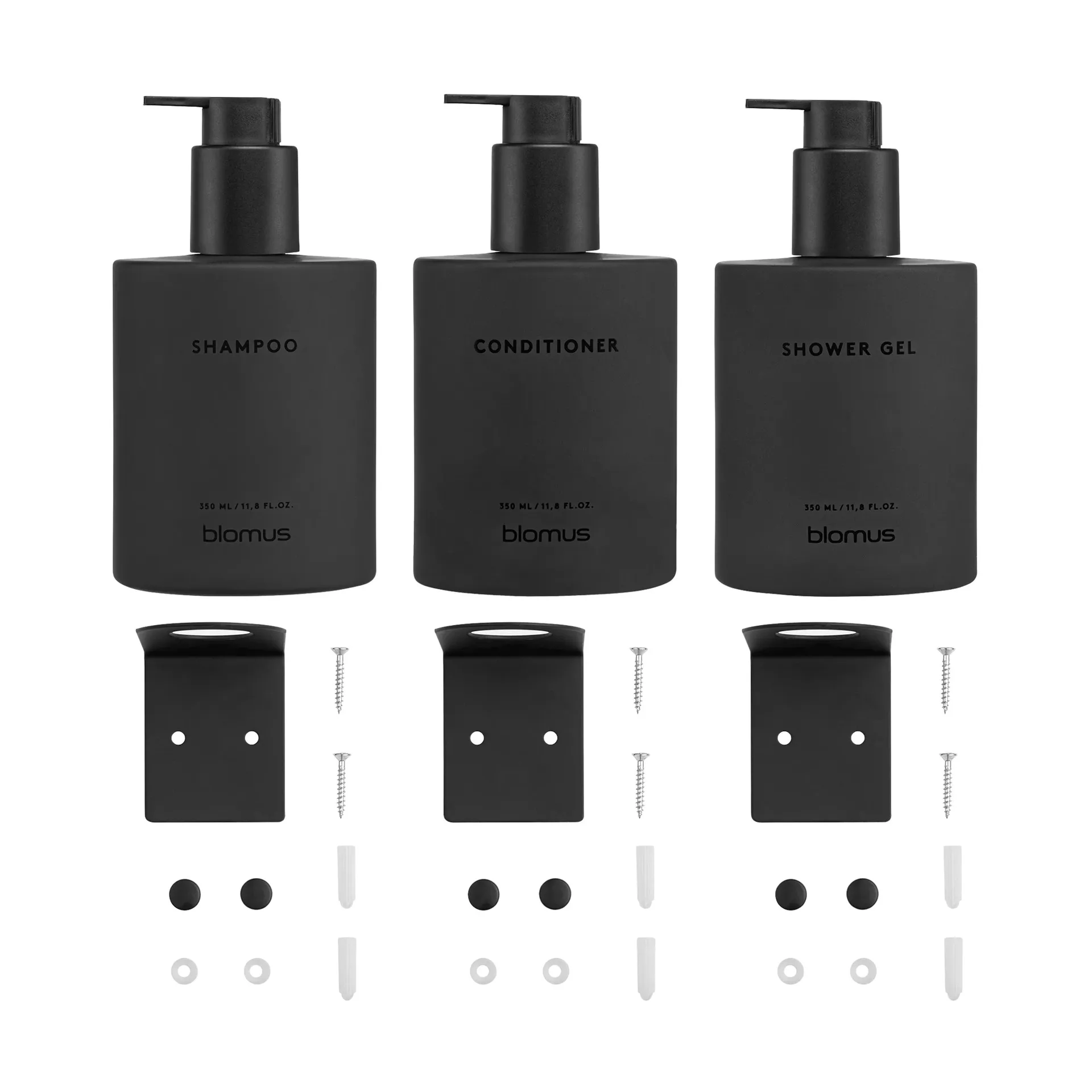 Kirei glasflaskor inkl vägghållare 3-pack, Smoke, monteras med skruv blomus