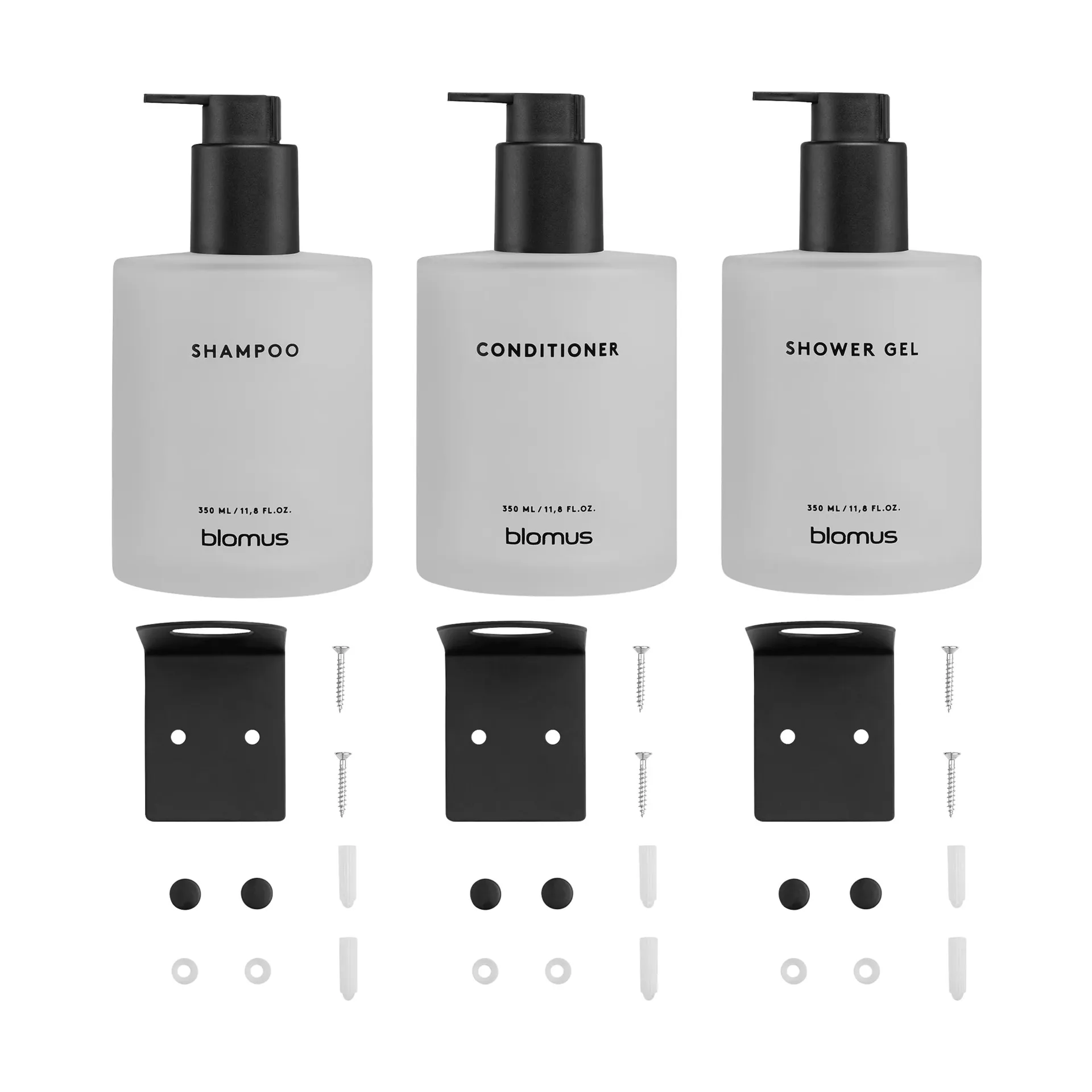 Kirei glasflaskor inkl vägghållare 3-pack, Vit, monteras med skruv blomus