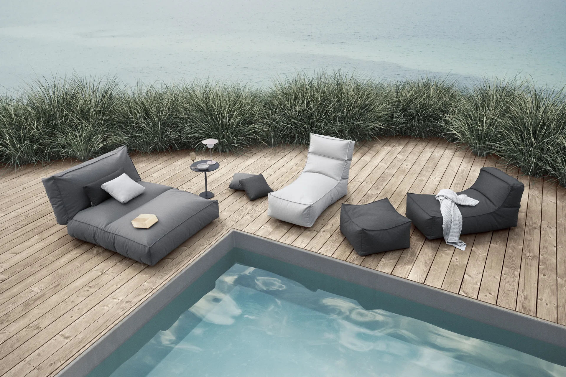 STAY dagbädd sittpuff 190x120 cm, Stone blomus
