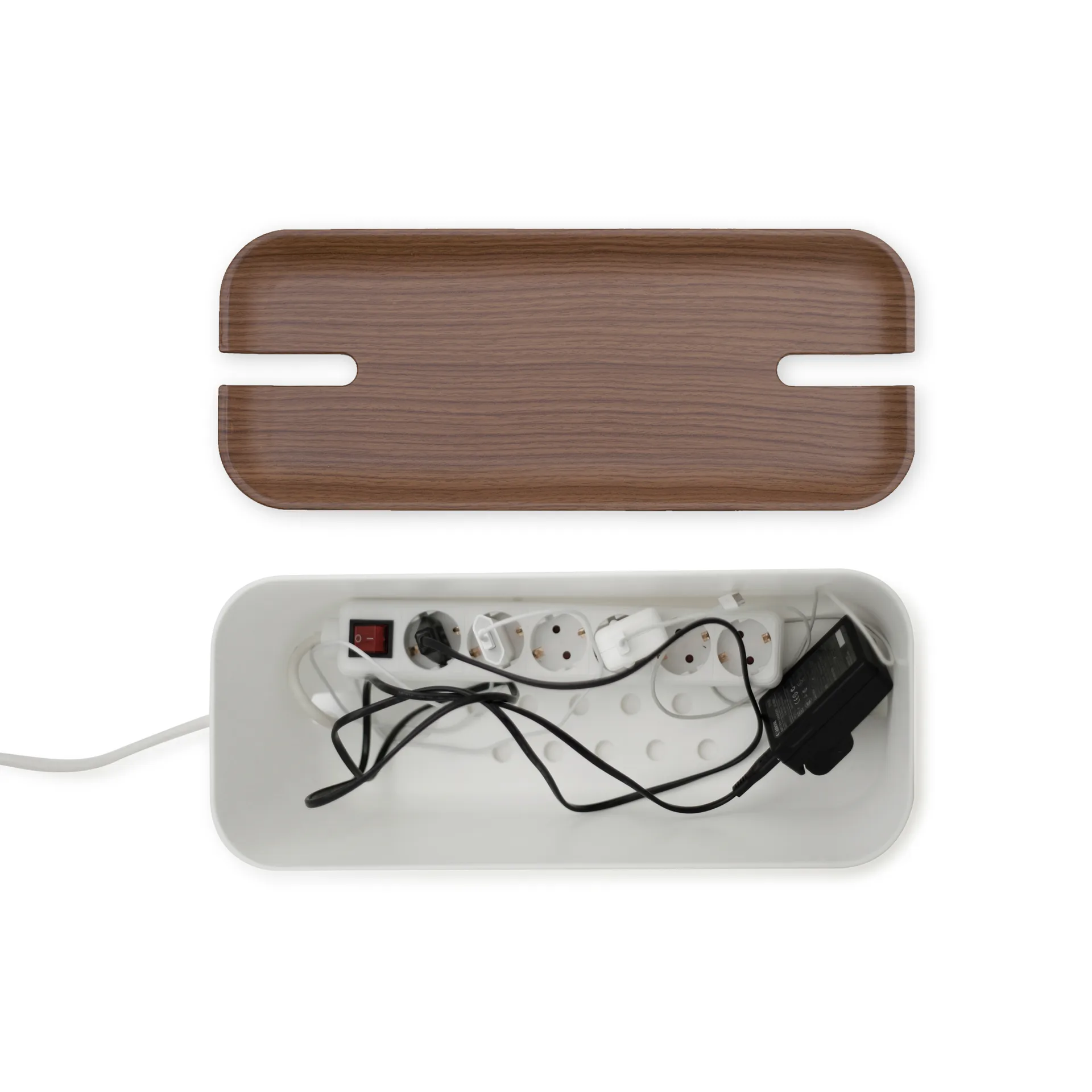 Cable Organiser XL, Mörk trädekor Bosign