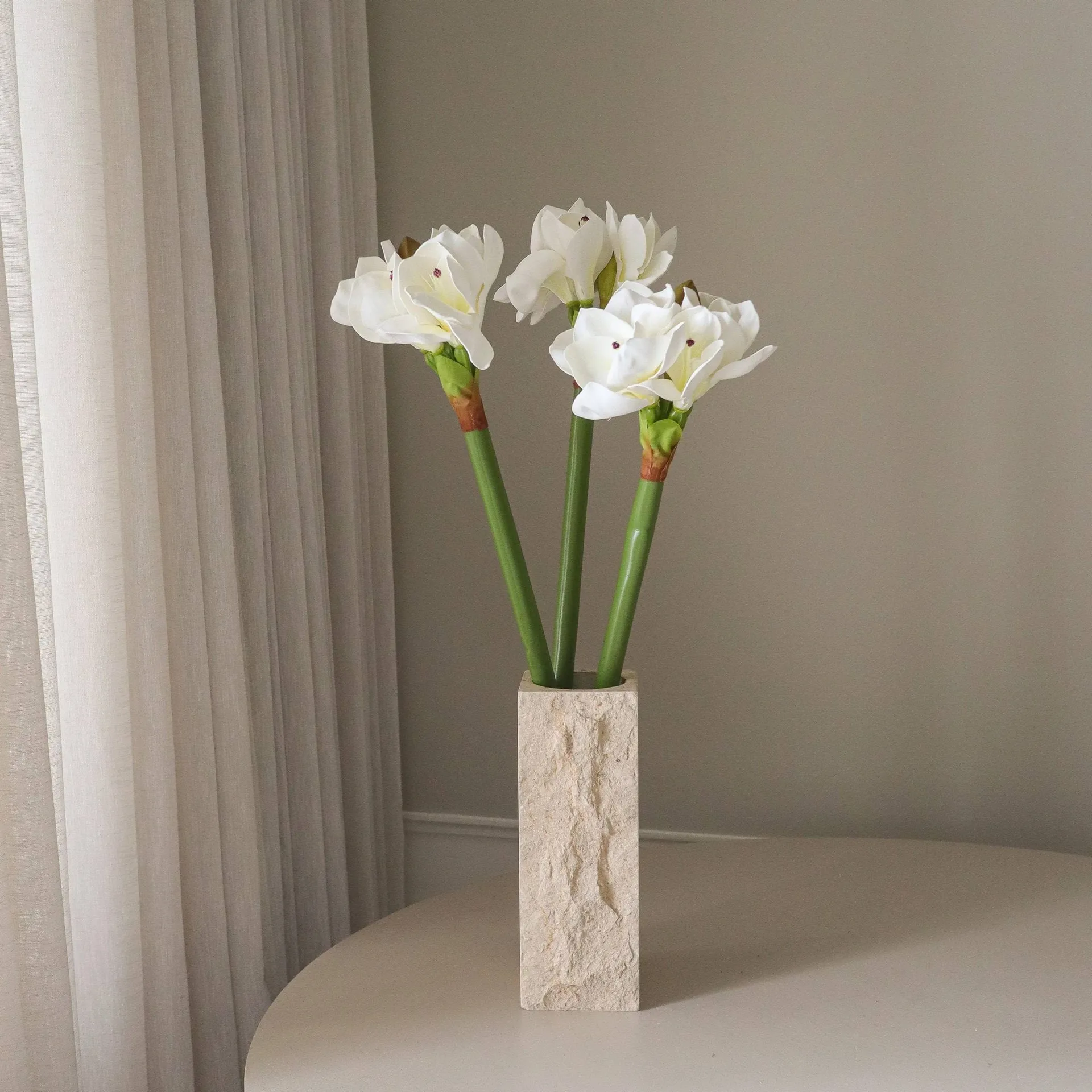 Amaryllis konstgjord blomma, Vit, 73 cm Botané
