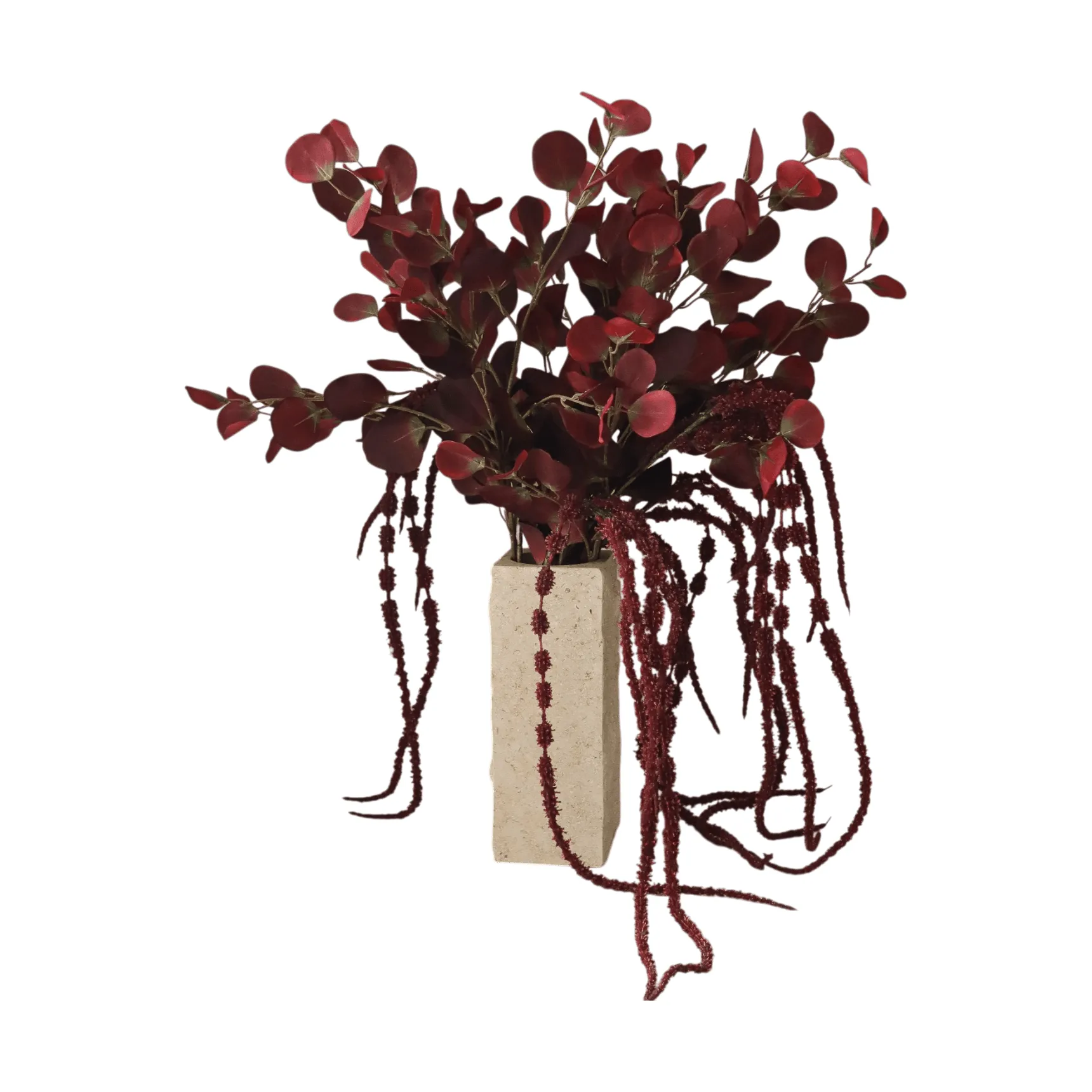 Burgundy veil konstgjord bukett, Eukalyptus, amarant, 84 cm Botané