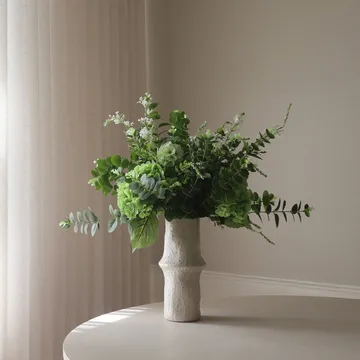 Deep Green konstgjord bukett - Hortensia-vildblommor-eukalyptus-väddkvist 15 st - Botané