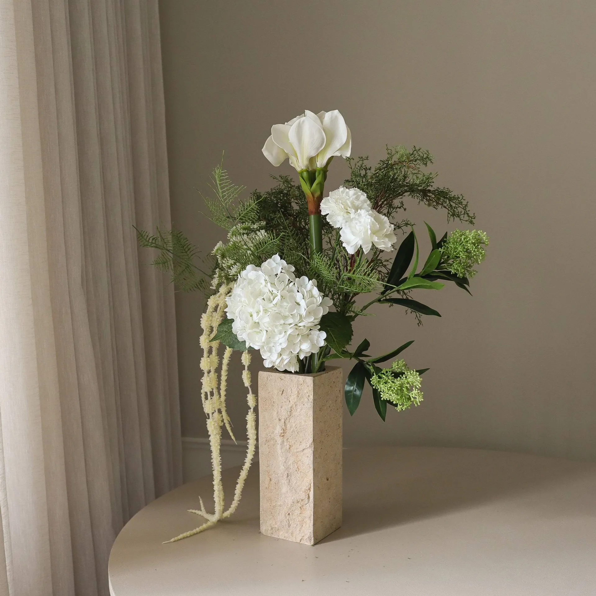 Frosted garden konstgjord bukett, Amaryllis, hortensia, nejlikor, amarant, 90 cm Botané