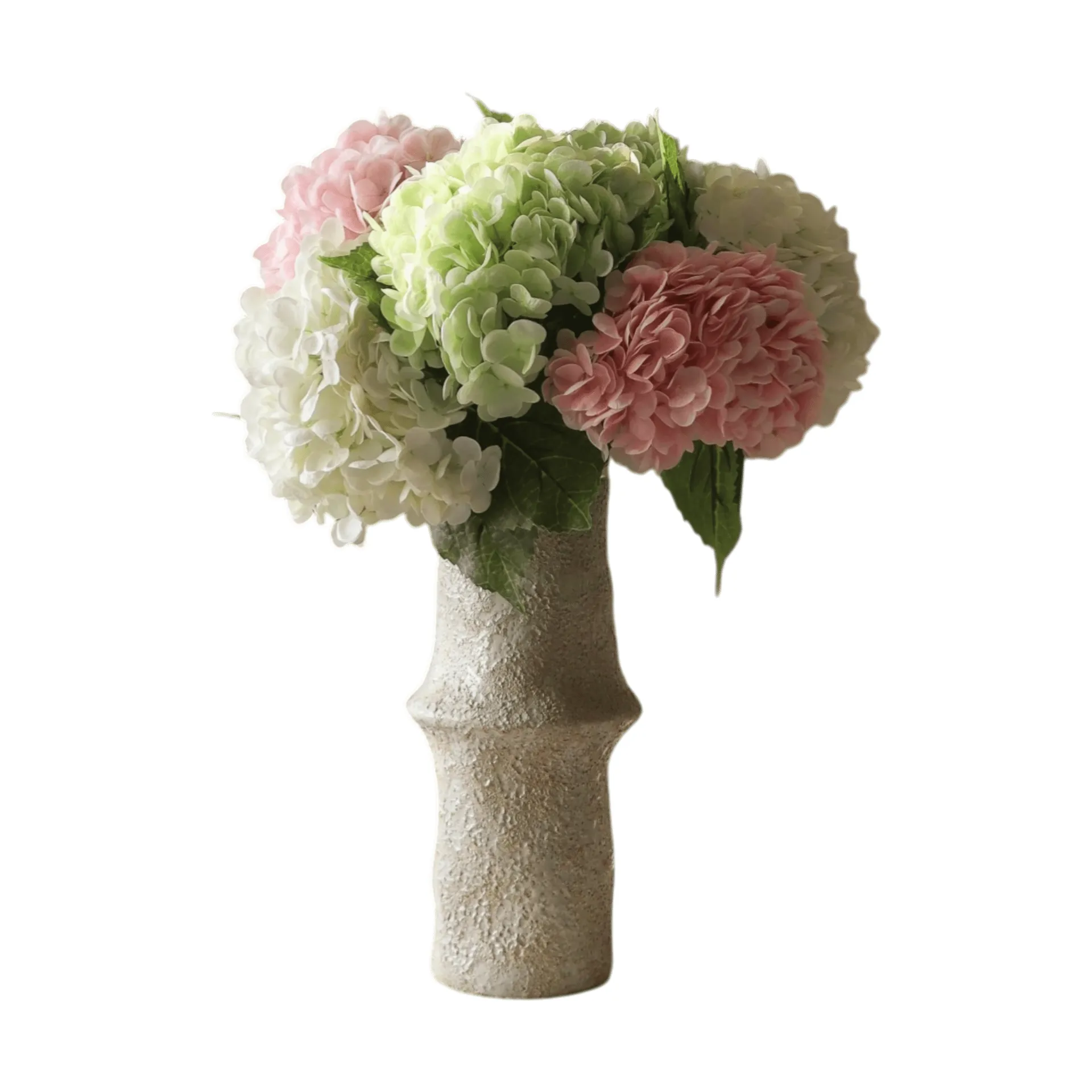 Hortensia konstgjord bukett, Rosa-vit-grön, 7 st Botané
