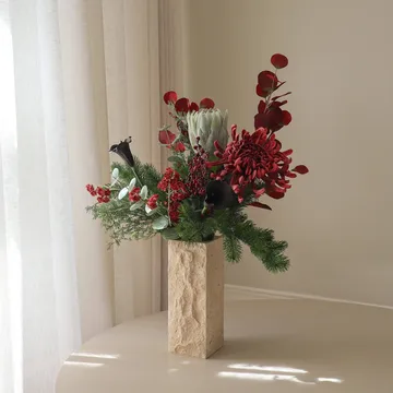 Wild winter konstgjord bukett - Protea, spindelkrysantemum, kalla, eukalyptus, 84 cm - Botané
