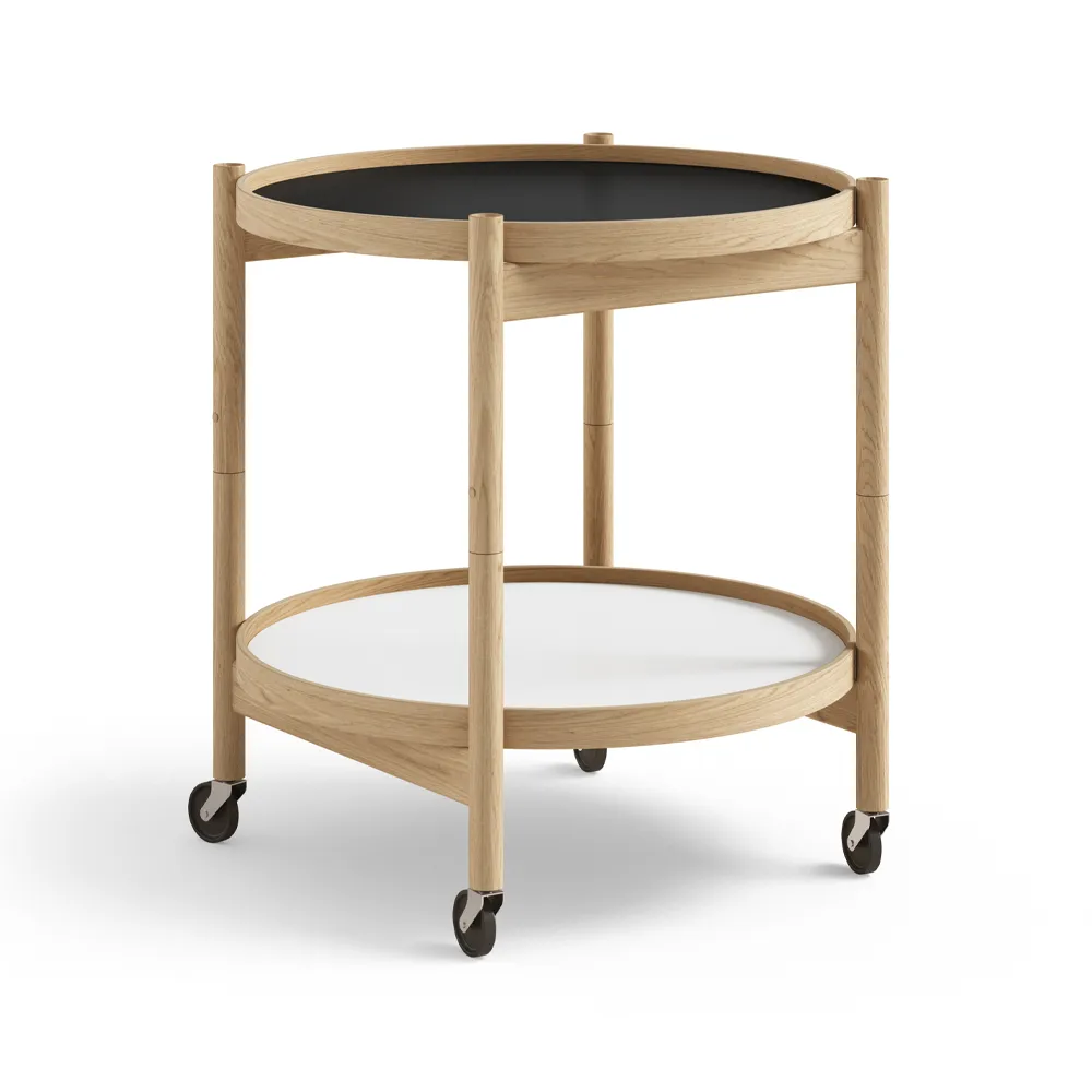 Bølling Tray Table model 50 rullbord, base, oljat ekstativ Brdr. Krüger