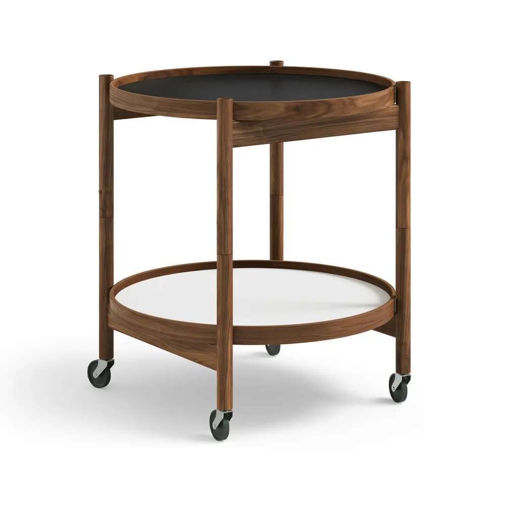 Bølling Tray Table model 50 rullbord, base, oljat valnötsstativ Brdr. Krüger