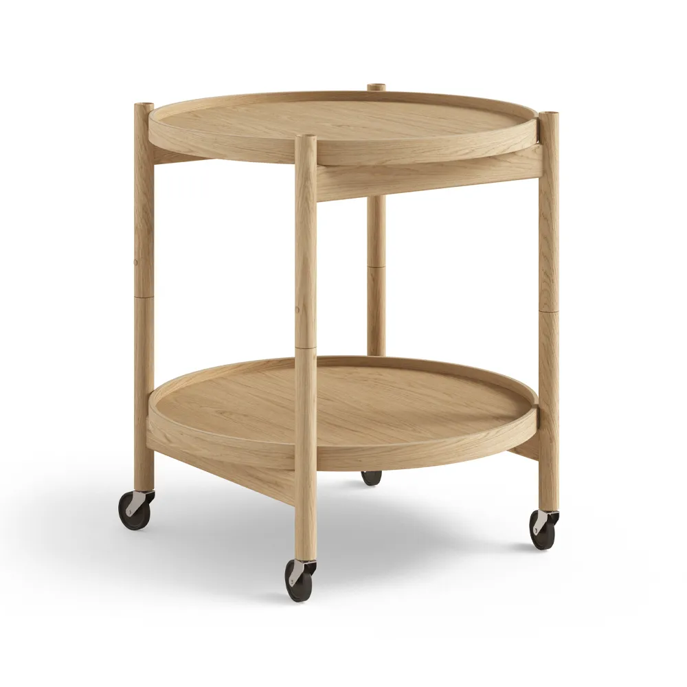 Bølling Tray Table model 50 rullbord, ek olja, oljat ekstativ Brdr. Krüger