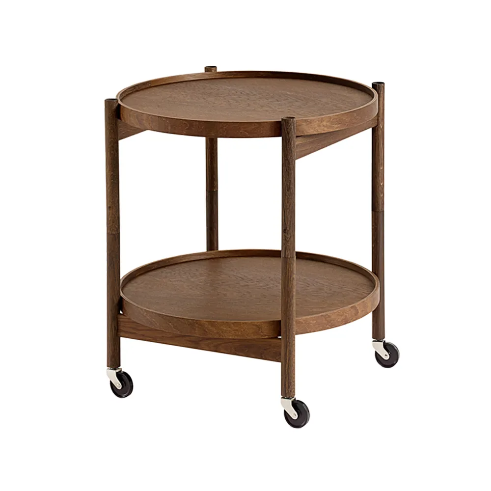 Bølling Tray Table model 50 rullbord, ek rökt, rökt oljat ekstativ Brdr. Krüger