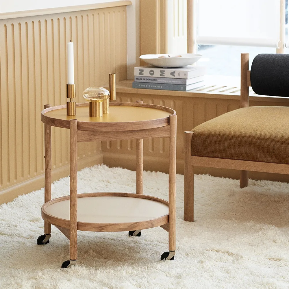 Bølling Tray Table model 50 rullbord, stone, oljat bokstativ Brdr. Krüger