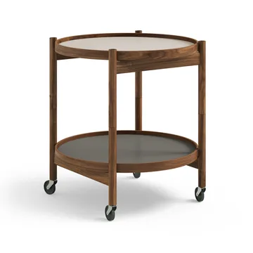 Bølling Tray Table model 50 rullbord - stone, oljat valnötsstativ - Brdr. Krüger