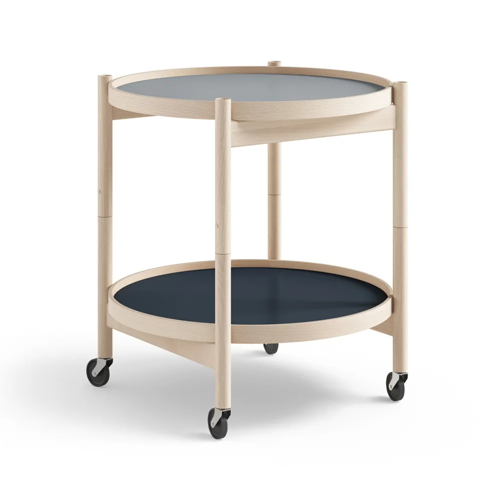 Bølling Tray Table model 50 rullbord, water, obehandlat bokstativ Brdr. Krüger