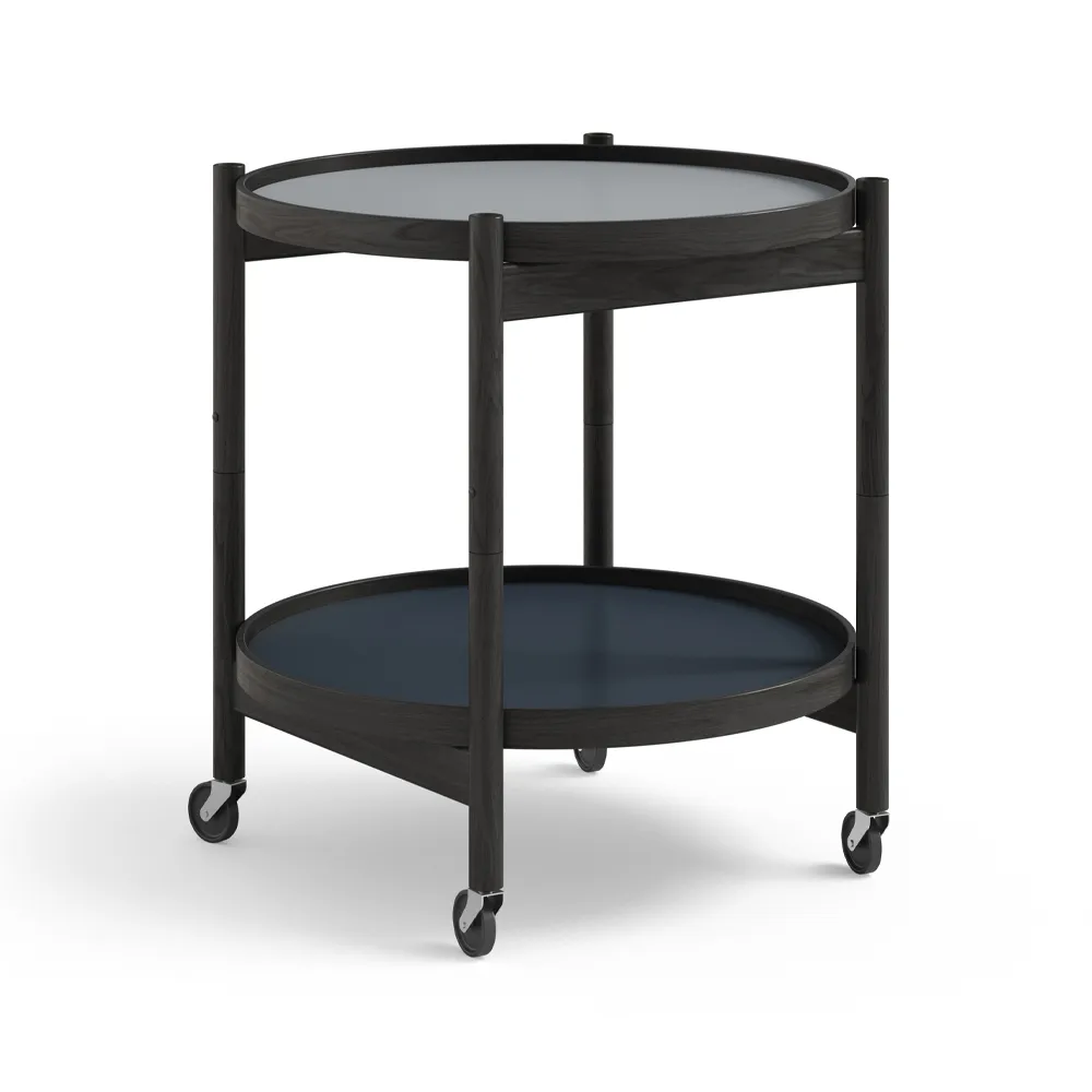 Bølling Tray Table model 50 rullbord, water, svartlackat ekstativ Brdr. Krüger