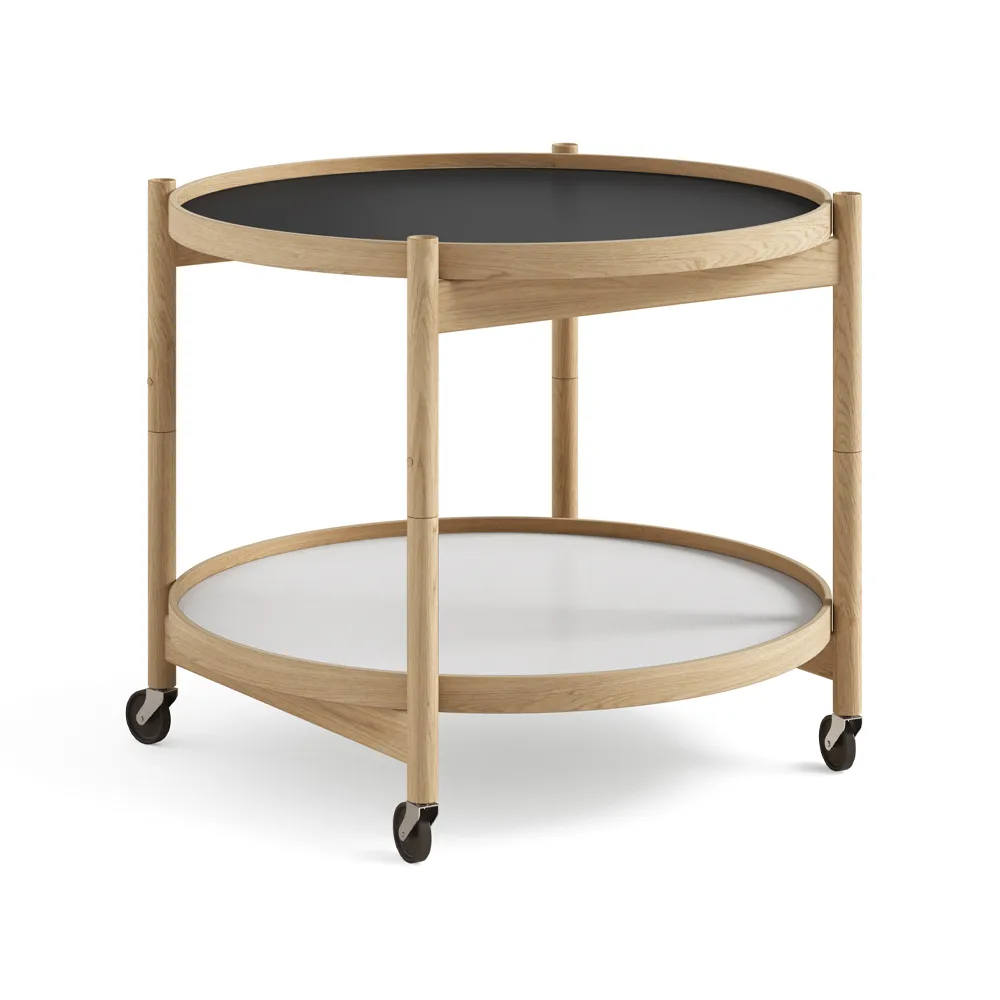 Bølling Tray Table model 60 rullbord, base, oljat ekstativ Brdr. Krüger