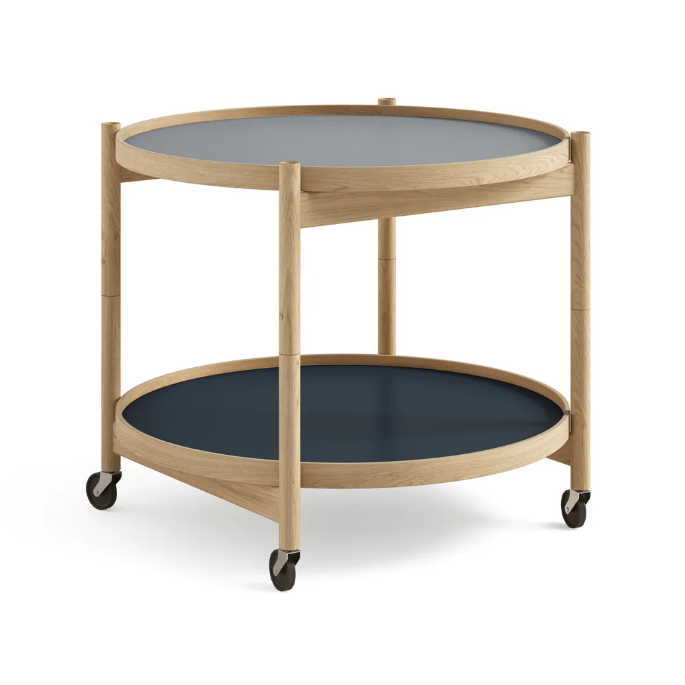 Bølling Tray Table model 60 rullbord, water, oljat ekstativ Brdr. Krüger