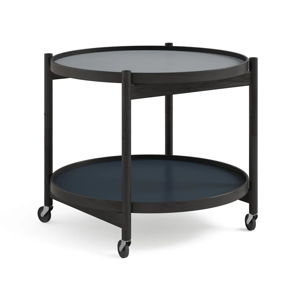 Bølling Tray Table model 60 rullbord, water, svartlackat ekstativ Brdr. Krüger