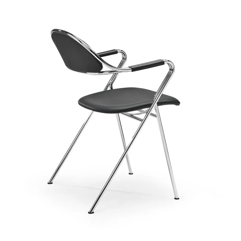 BM65 karmstol, Läder elmosoft svart-krom Bruno Mathsson International