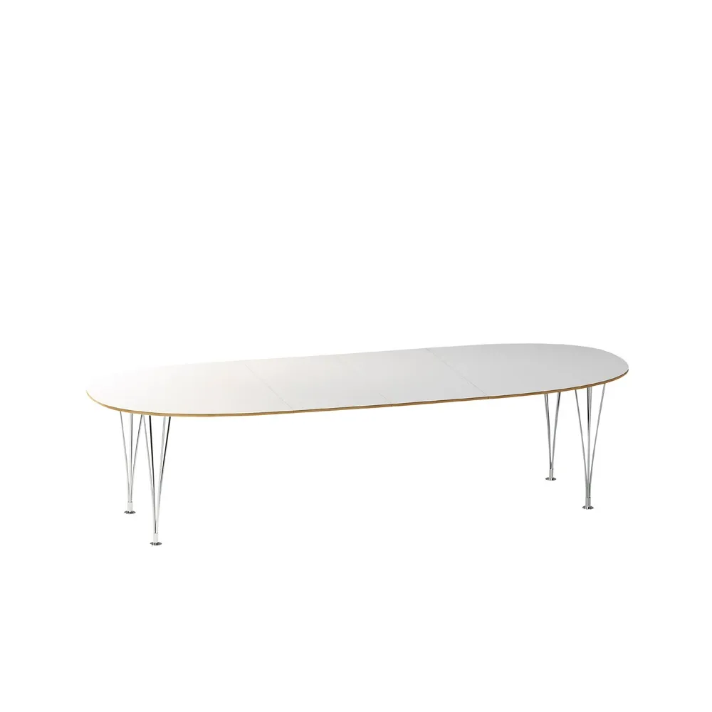 Mi 304-50 Superellips matbord 200x100 cm, Naturkant-kromben 2 ilägg Bruno Mathsson International