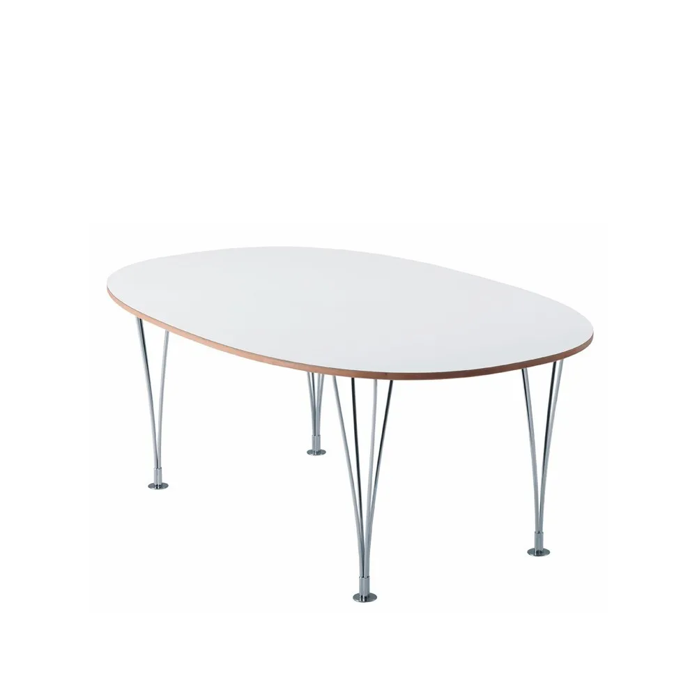 Mi 304 Superellips matbord, vit, 200x100cm, naturkant, kromben Bruno Mathsson International