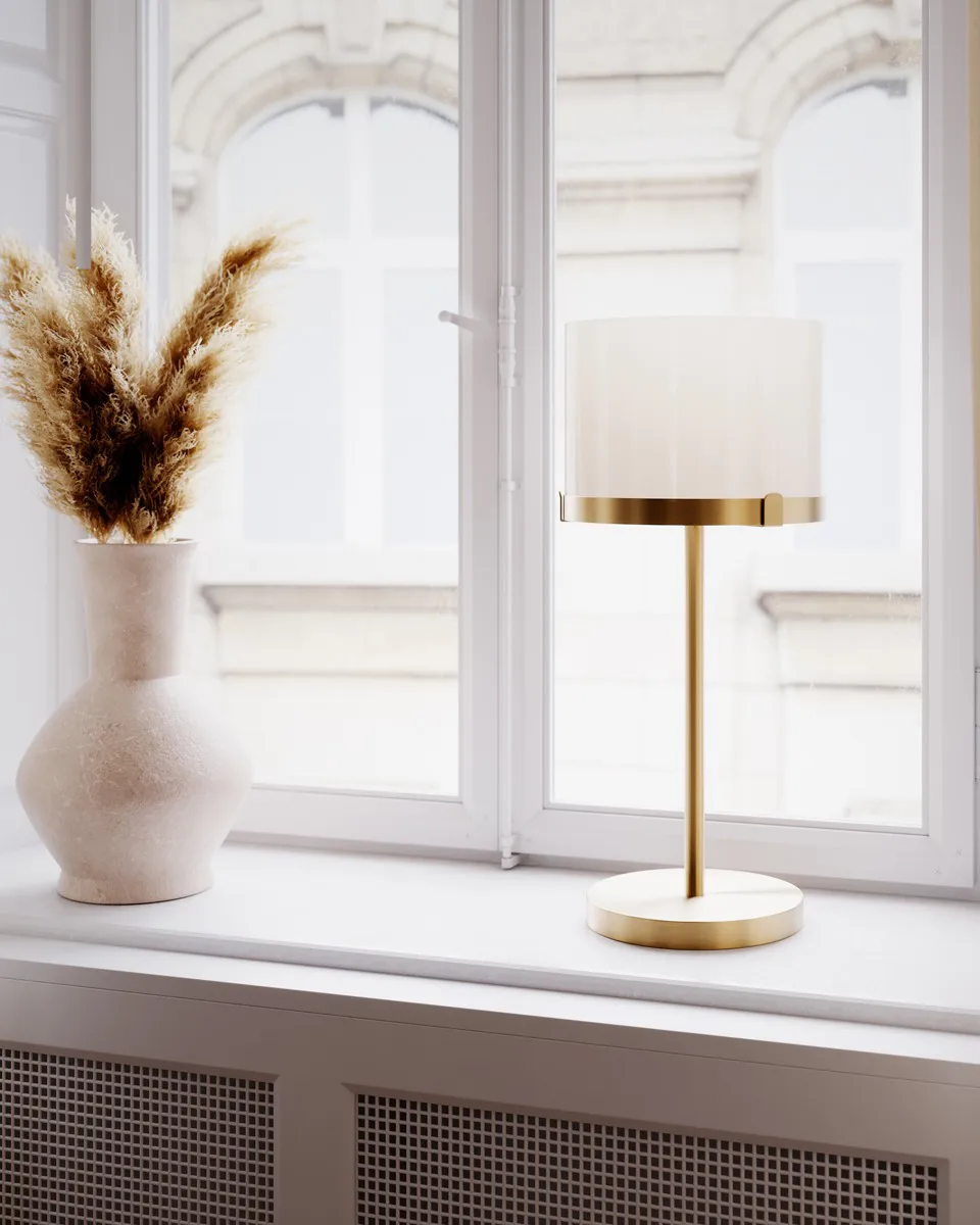 Marcel bordslampa 55 cm, Mässing-vit By Rydéns