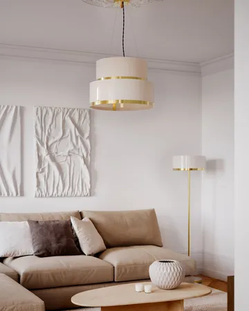 Marcel taklampa Ø50 cm - Mässing-vit - By Rydéns