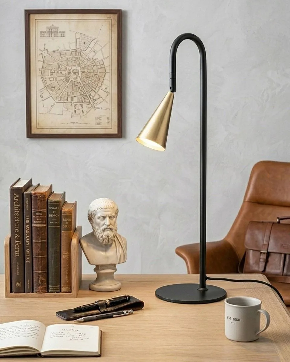 Spline bordslampa, Svart-mässing, 55 cm By Rydéns