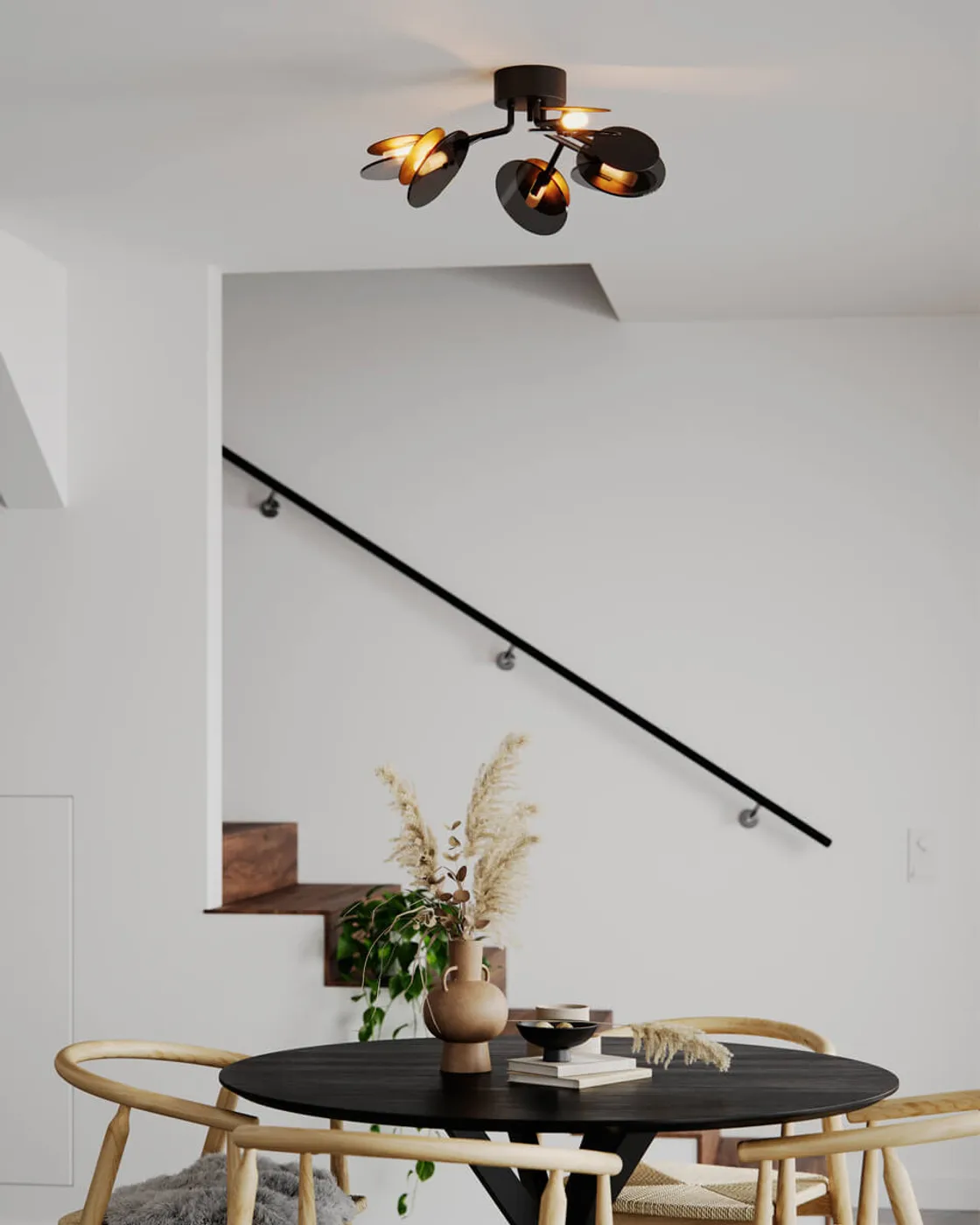 Turno plafond Ø66 cm, Matt svart-guld By Rydéns