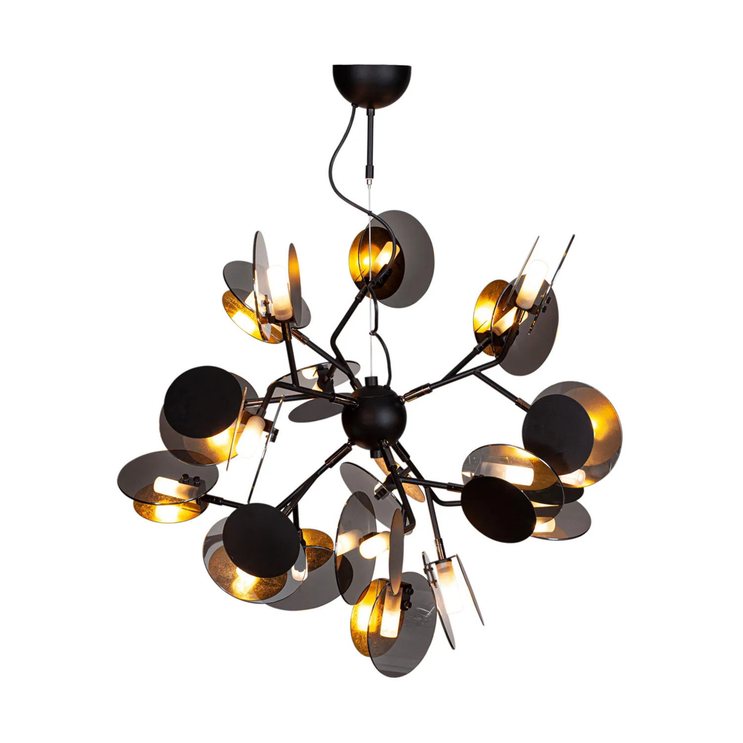 Turno taklampa Ø80 cm, Matt svart-guld By Rydéns