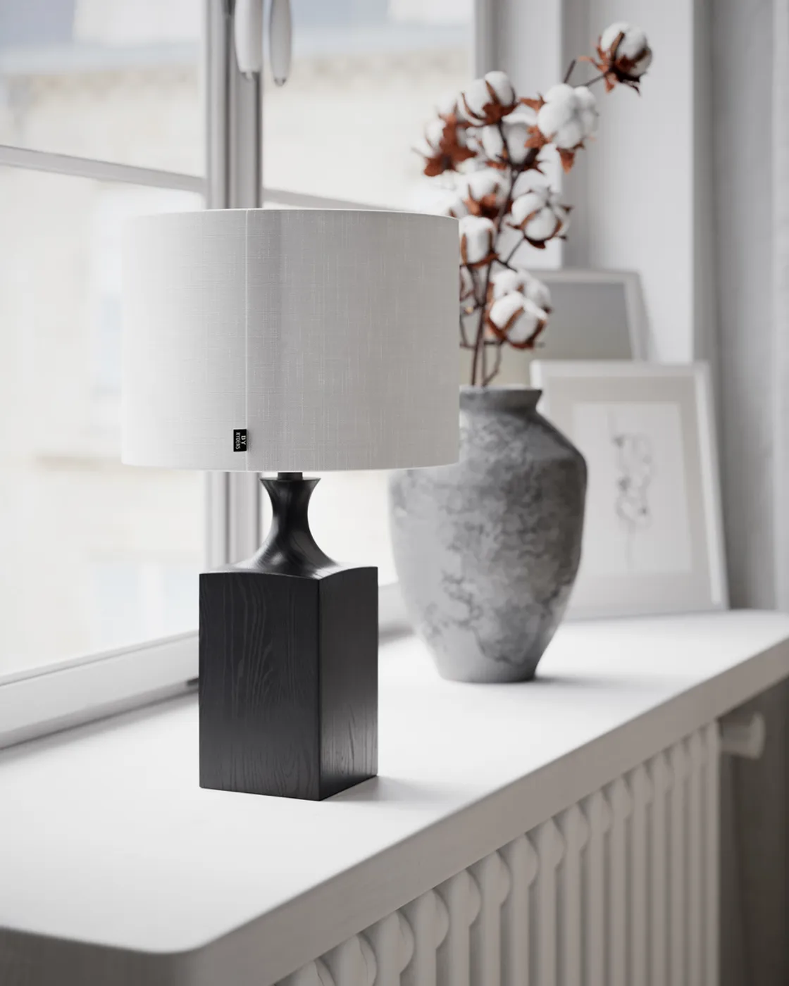 Woody bordslampa 41 cm, Svart-vit By Rydéns
