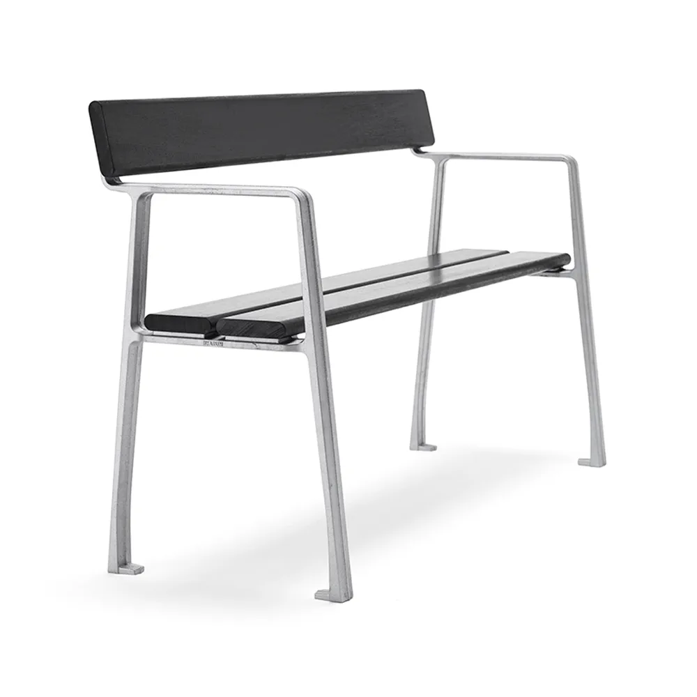 Piccolo soffa, Mahogny svart lasyr, rå aluminiumstativ Byarums bruk