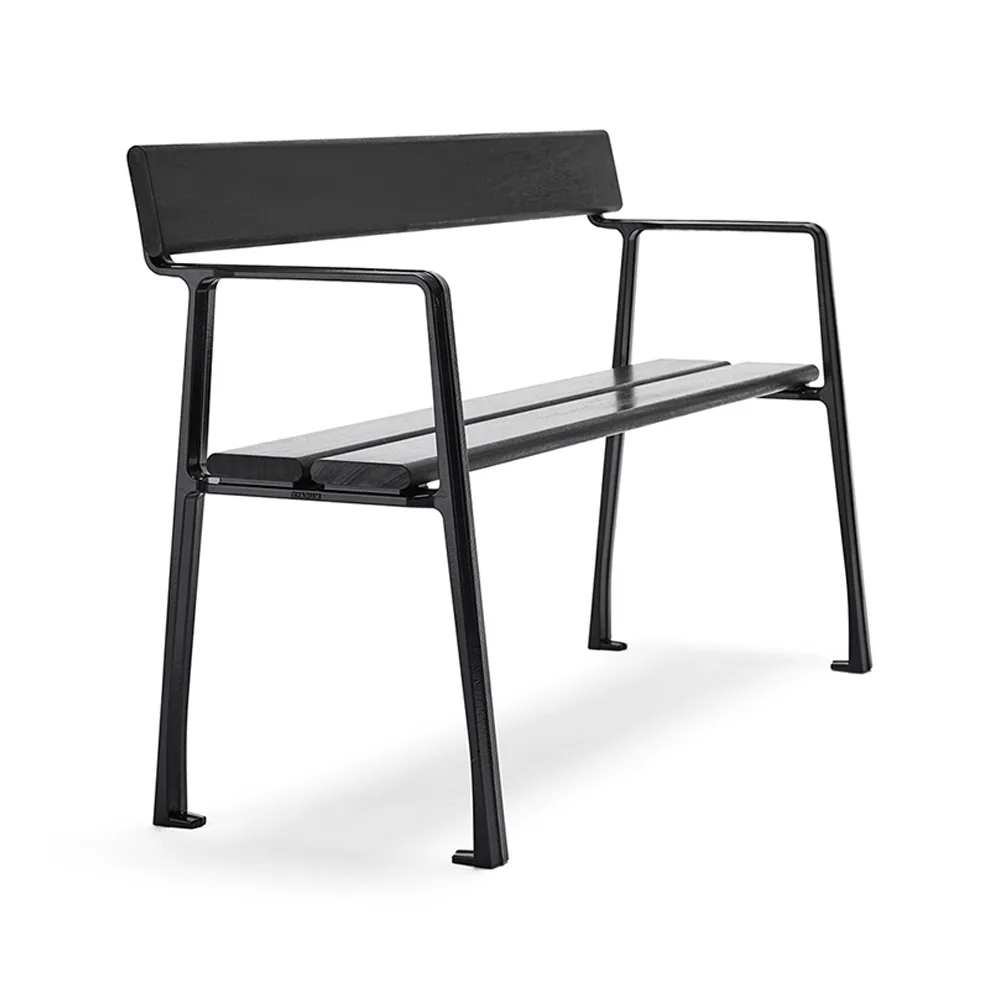 Piccolo soffa, Mahogny svart lasyr, svart stativ Byarums bruk