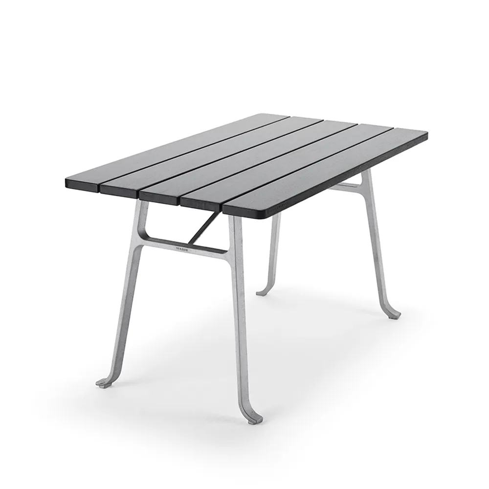 Seriff bord, Mahogny svart lasyr, rå aluminiumstativ Byarums bruk
