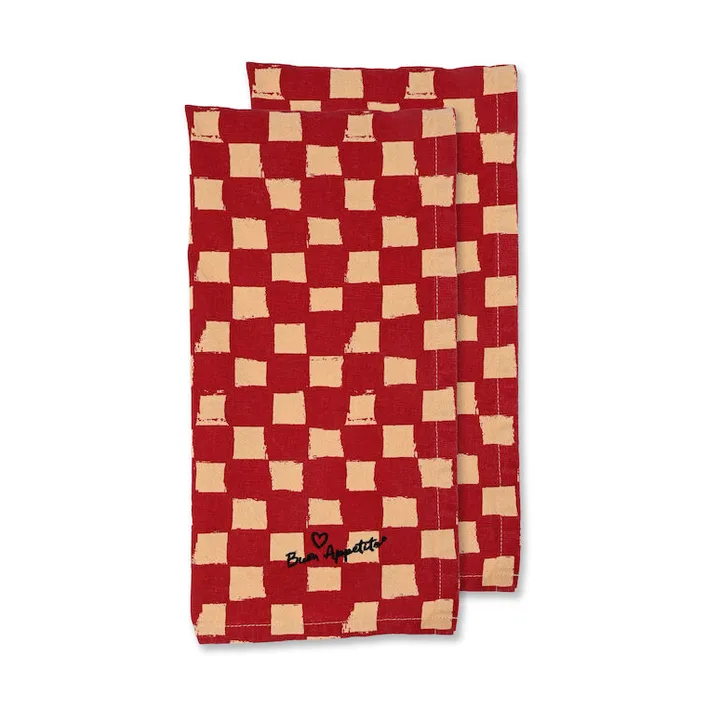 Love kökshandduk 50x70 cm 2-pack - Röd-sand - Byon