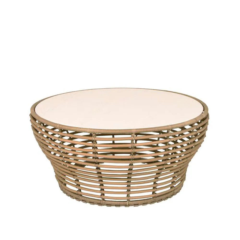 Basket soffbord, Travertine, stor, naturflätat underrede Cane-line