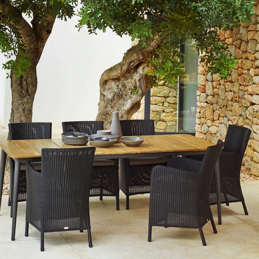 Core matbord teak 160x100x74 cm, Taupe stativ Cane-line