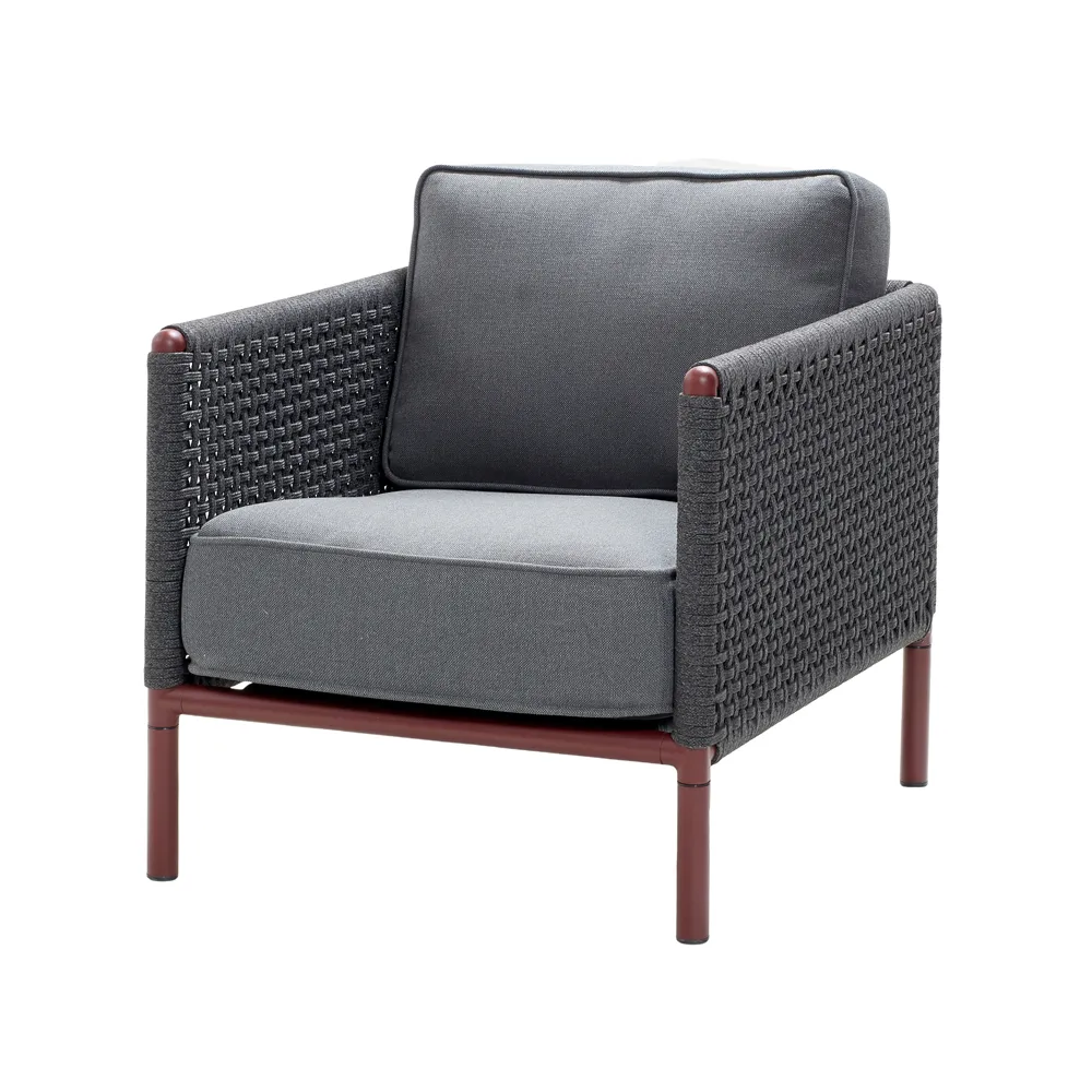 Encore loungefåtölj, Cane-Line airtouch bordeaux/dark grey, inkl. dynor Cane-line