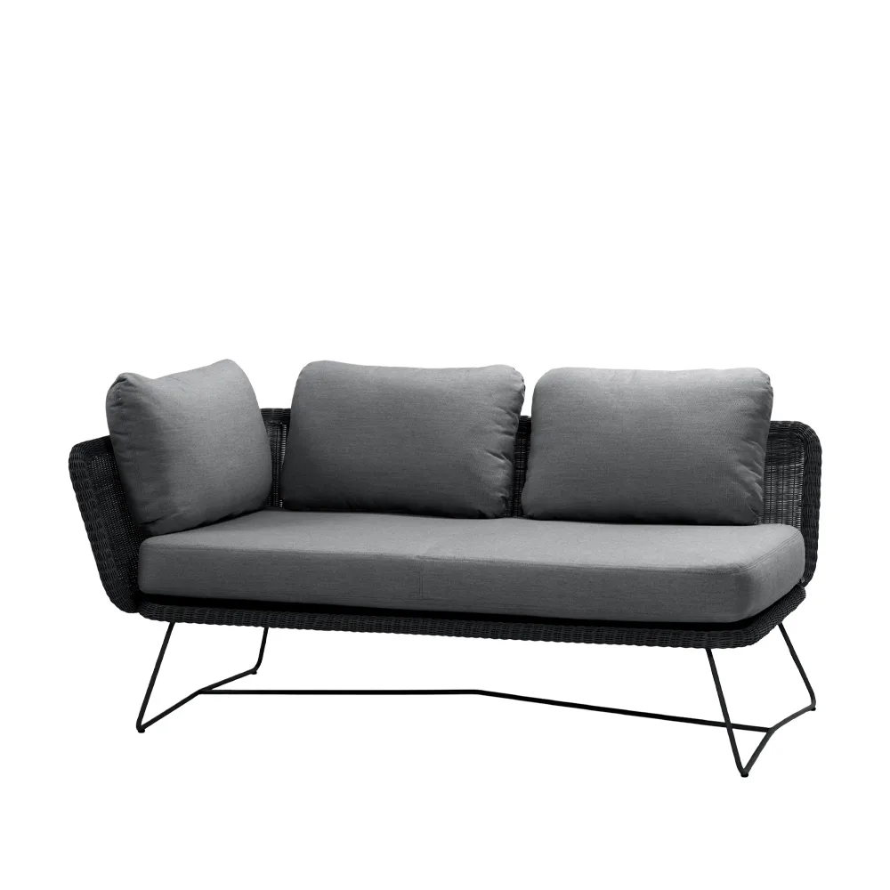 Horizon modulsoffa, Cane-Line Natté grey, höger, svart stativ Cane-line