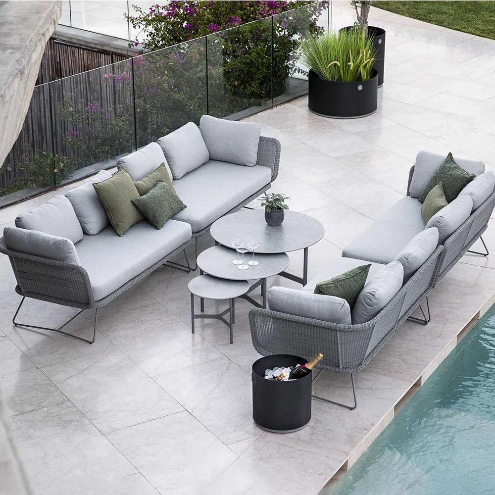 Horizon modulsoffa, Cane-Line Natté light grey, vänster Cane-line