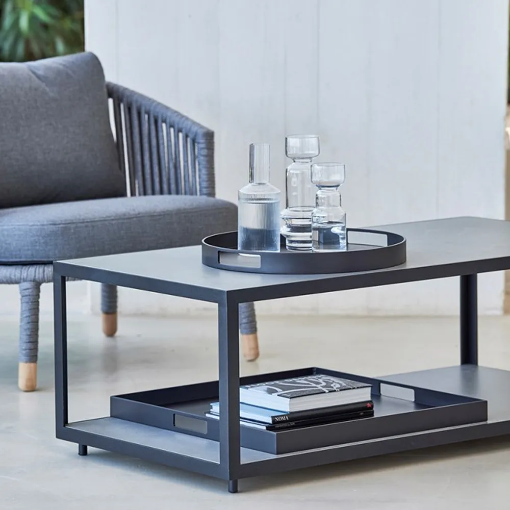 Level soffbord keramik 79x79 cm, Light grey-lava grey Cane-line