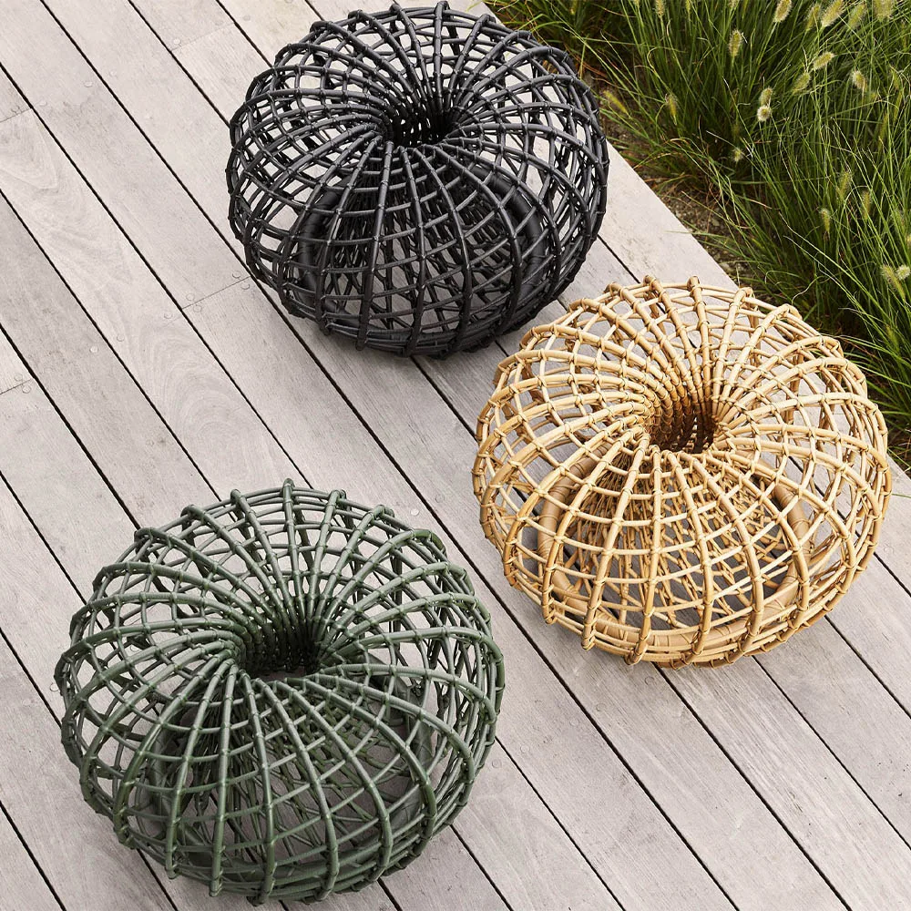 Nest bord/fotpall, Natural, stor Cane-line