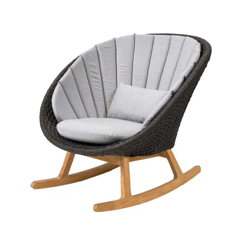 Peacock gungstol, Cane-Line Natté light grey, Cane-Line soft rope, teak Cane-line