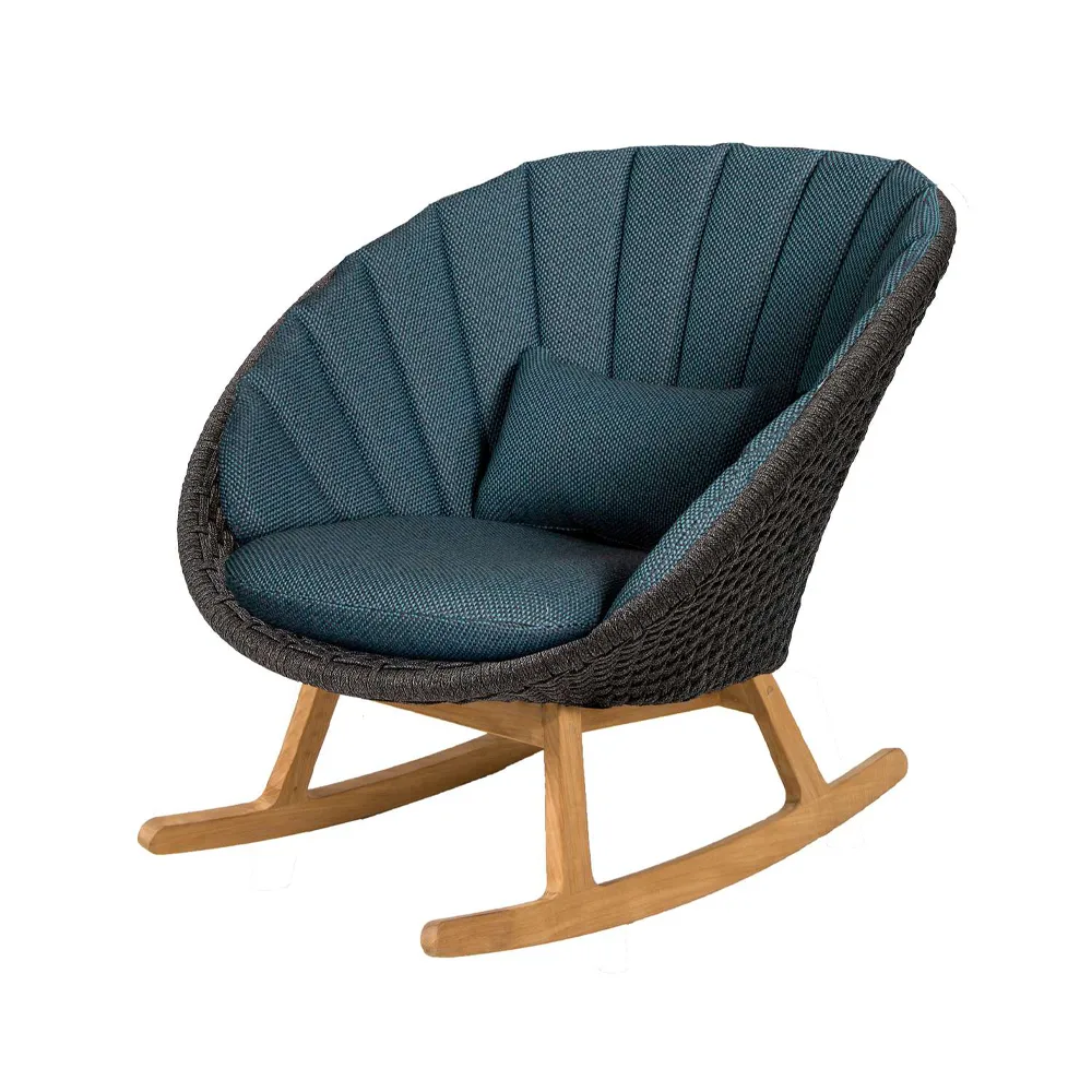Peacock gungstol, Focus dark blue-teak Cane-line