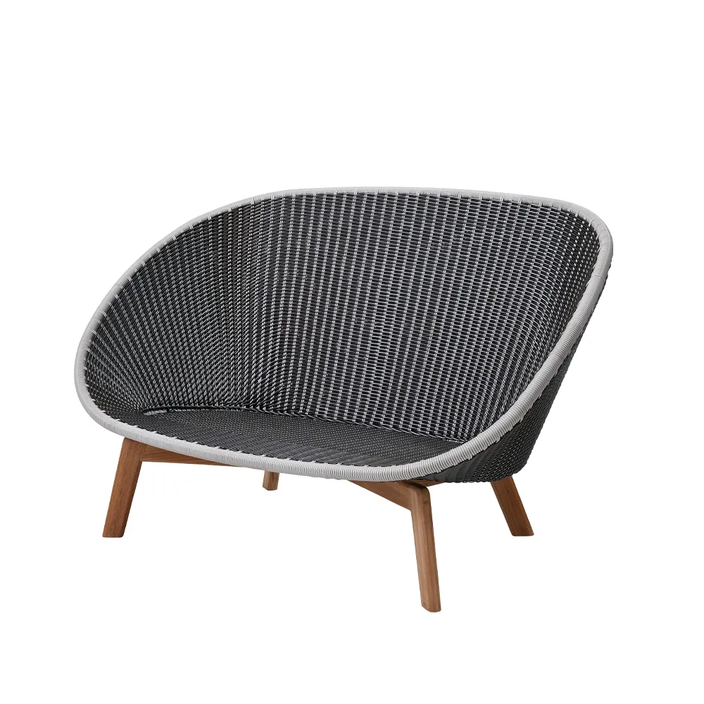 Peacock Weave soffa, 2-sits grey/light grey, teakben Cane-line