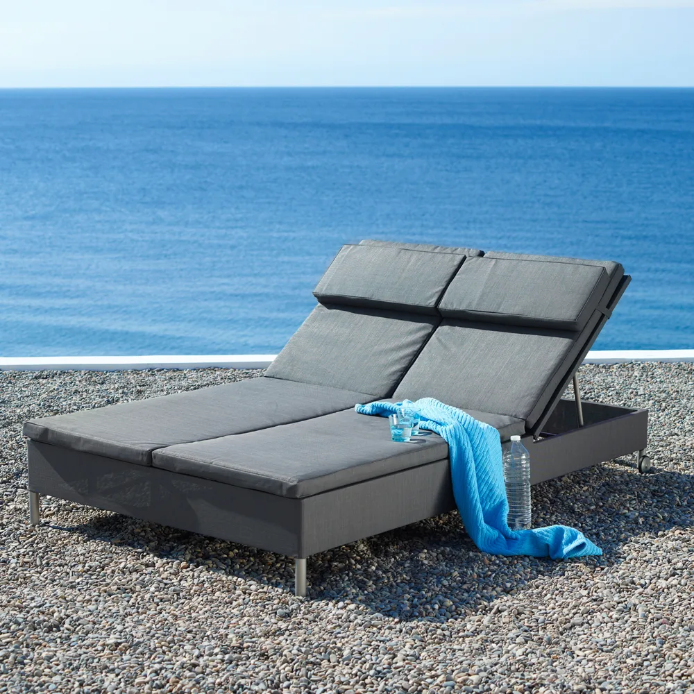 Rest solsäng, Cane-Line Natté grey, dubbel Cane-line