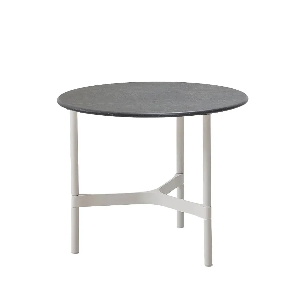 Twist soffbord small Ø45 cm, Fossil grey-white Cane-line