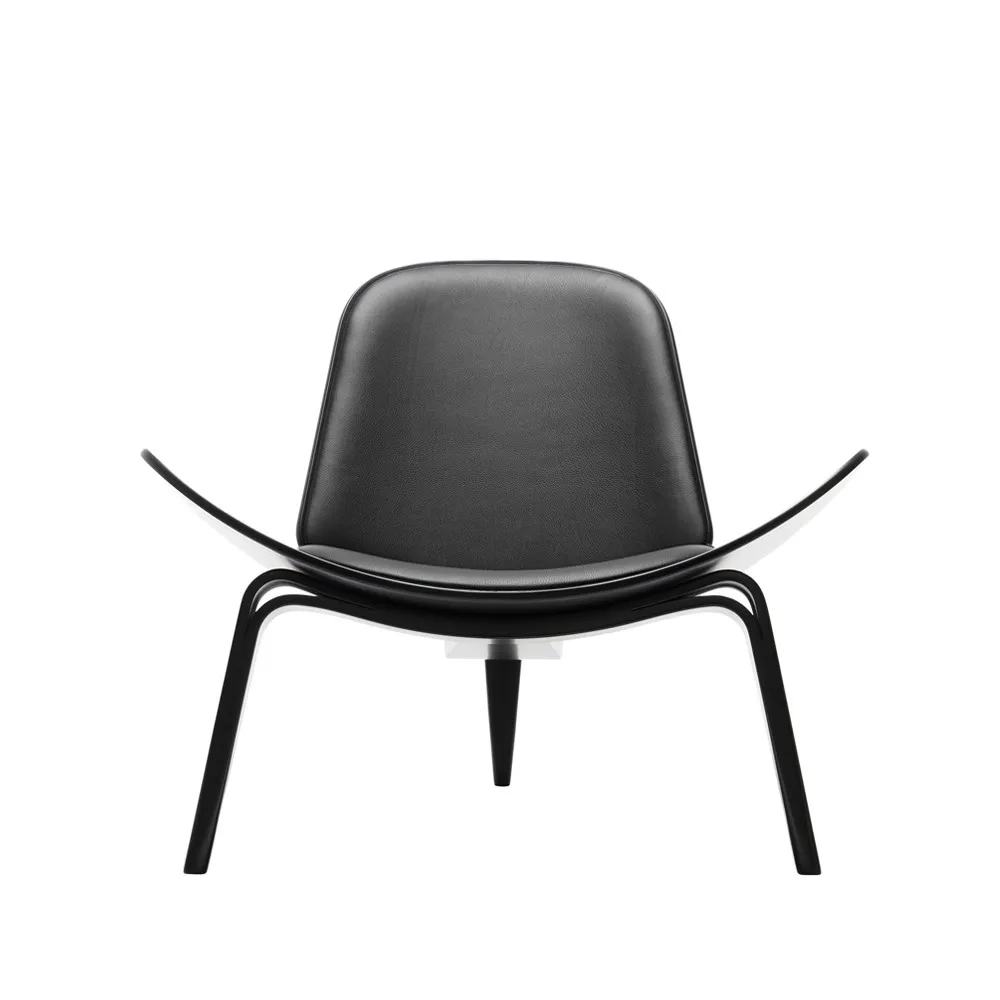CH07 fåtölj, Thor 301 läder-svartlackad bok Carl Hansen & Søn