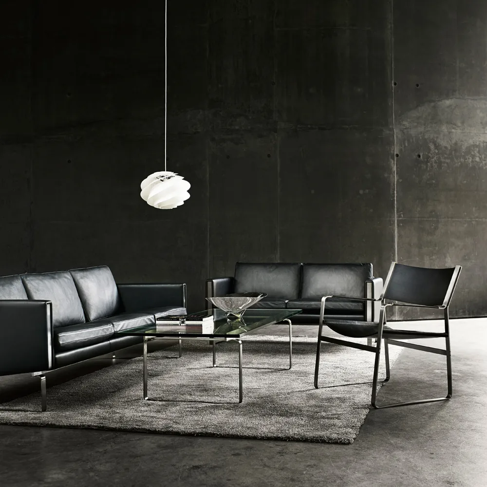 CH102 soffa 2-sits, Loke 7150 läder-rostfritt stål Carl Hansen & Søn