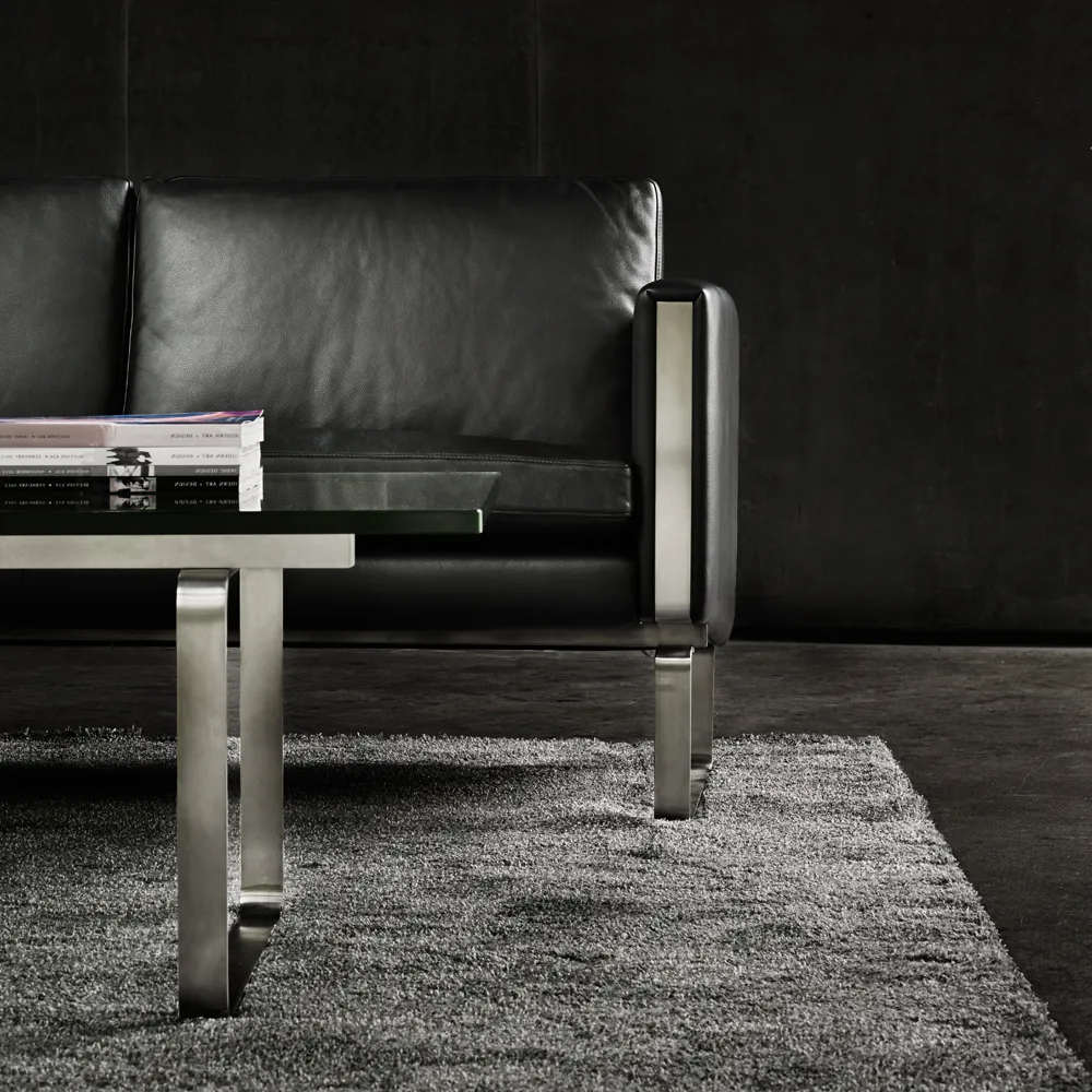 CH103 soffa 3-sits, Sif 92 läder-rostfritt stål Carl Hansen & Søn