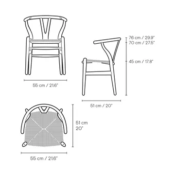 CH24 Y-stol - Oljad teak-naturflätad - Carl Hansen & Søn